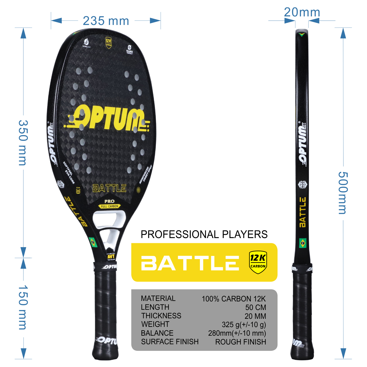 OPTUM BATTLE 12K Carbon Fiber  - Li Ning Racket reseña y precio